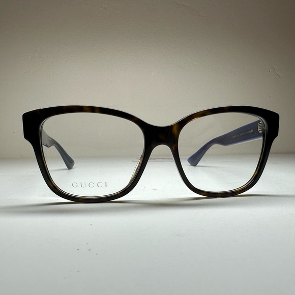 NWT WOMENS GUCCI GLASSES GG0038O TRANSPARENT HAVANA BLUE DEMO LENSES NO CASE - Picture 13 of 15